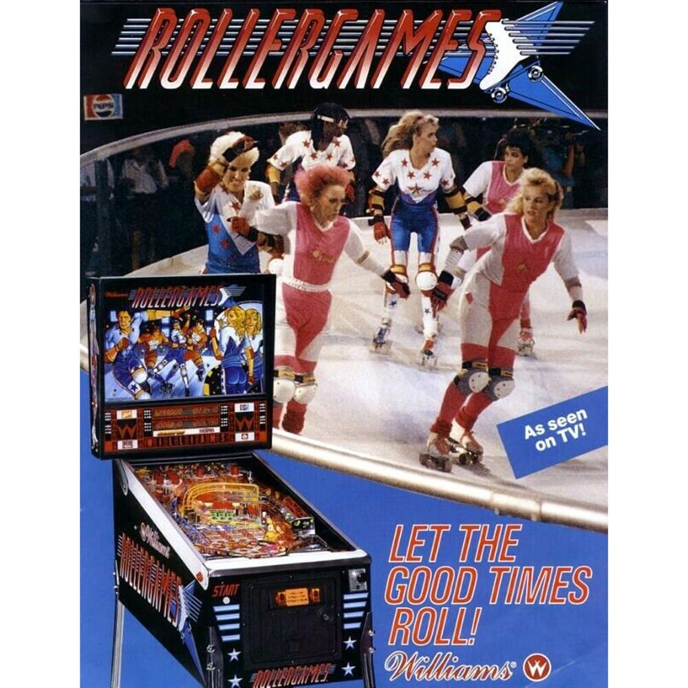 RollerGames Pinball FLYER NOS Art Hot Flash T-Birds Roller Derby Games